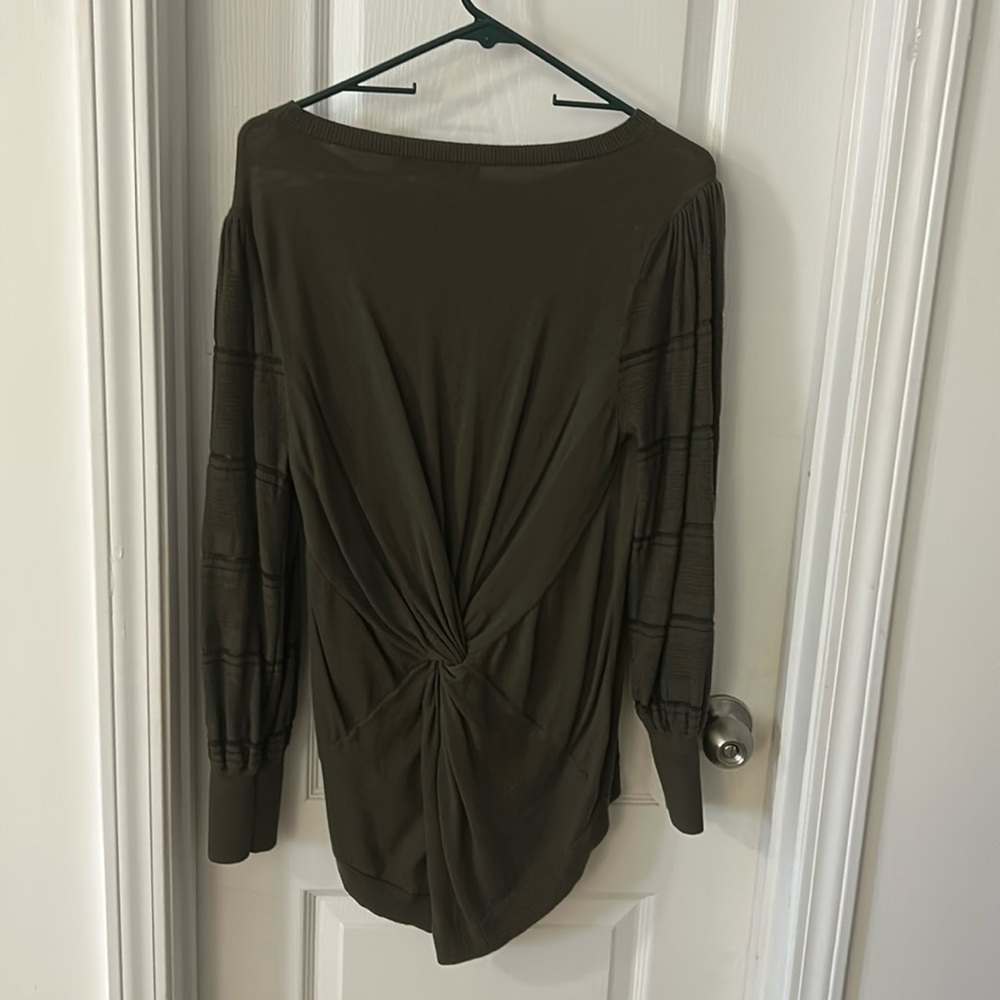 NY&Co sweater.  Wrapped back, dark green.